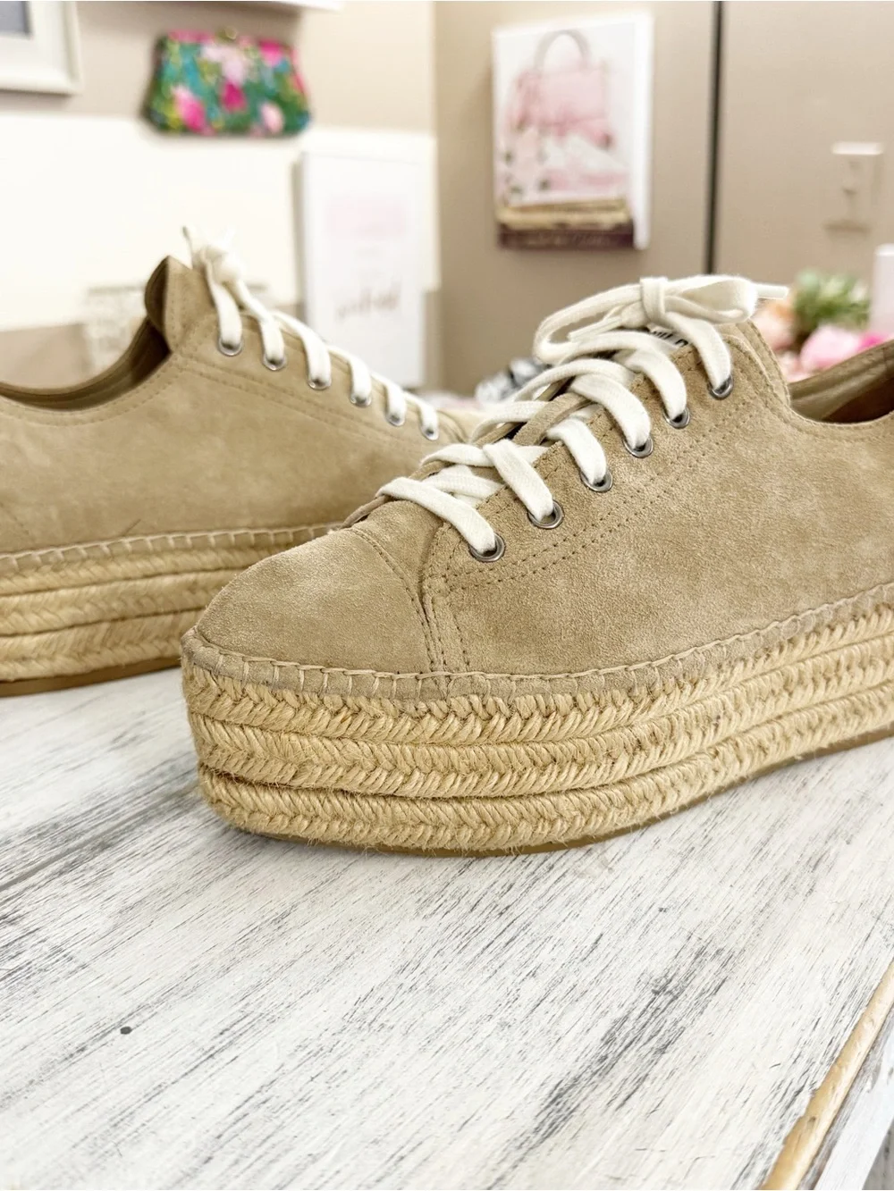 Miu Miu beige suede